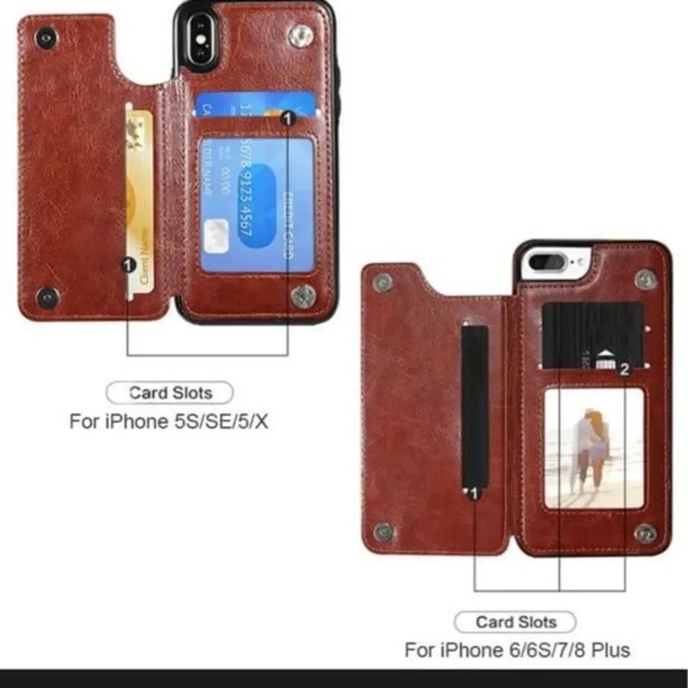 Luxury Slim Fit Premium Leather Cover For iPhone 11 12 mini Pro XR XS Max X 6 6s
